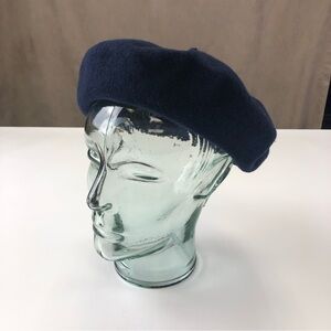 Navy wool beret hat
